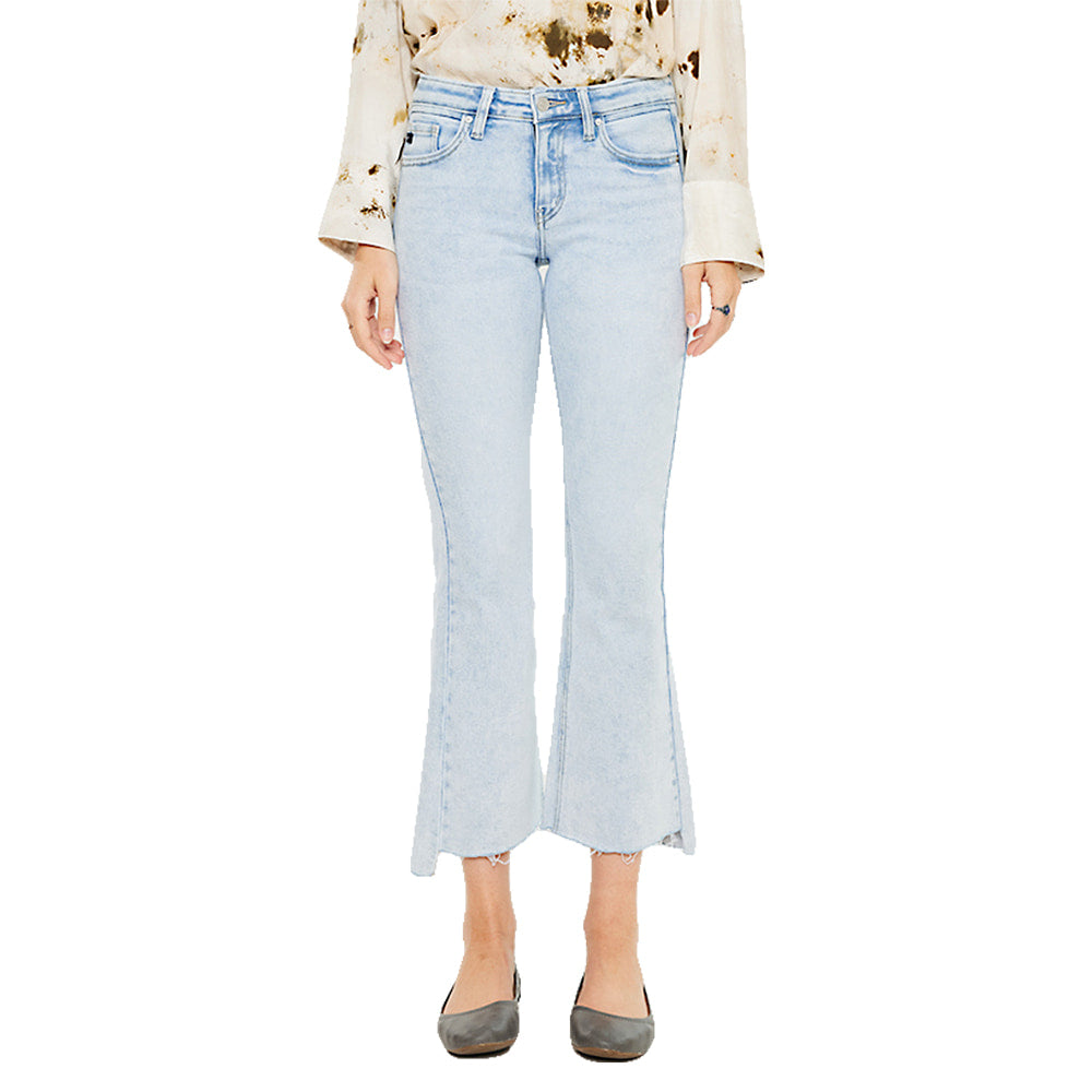 Kancan Apparel Kancan Elsie Mid Rise Crop Flare Light Acid Wash Women's Jeans