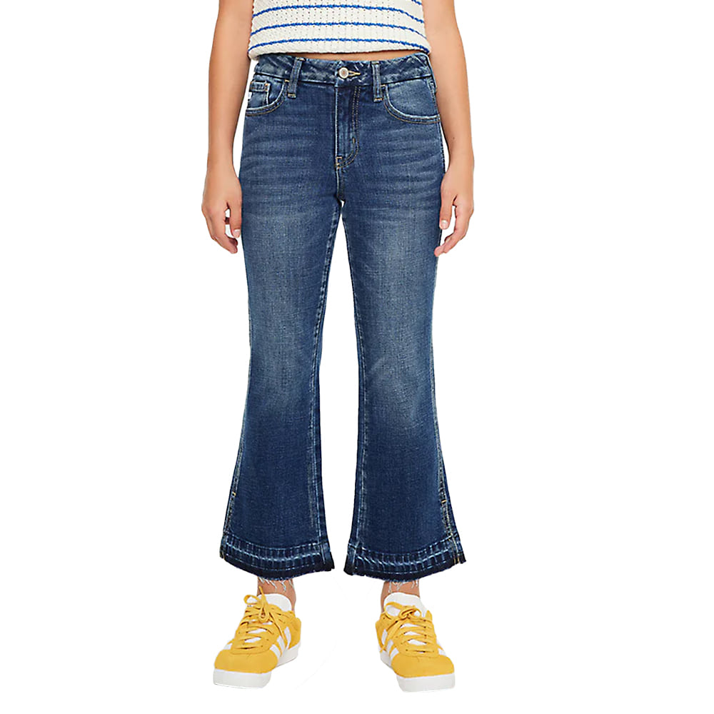 Kancan Apparel Kancan Girl's Cropped High Rise Flare Jeans