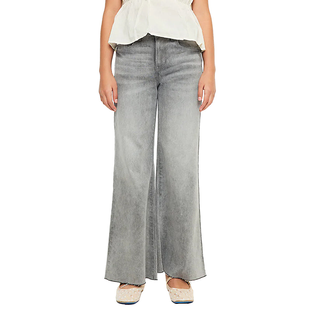 Kancan Apparel Kancan Girl's Gray Palazzo High Rise Crop Jeans