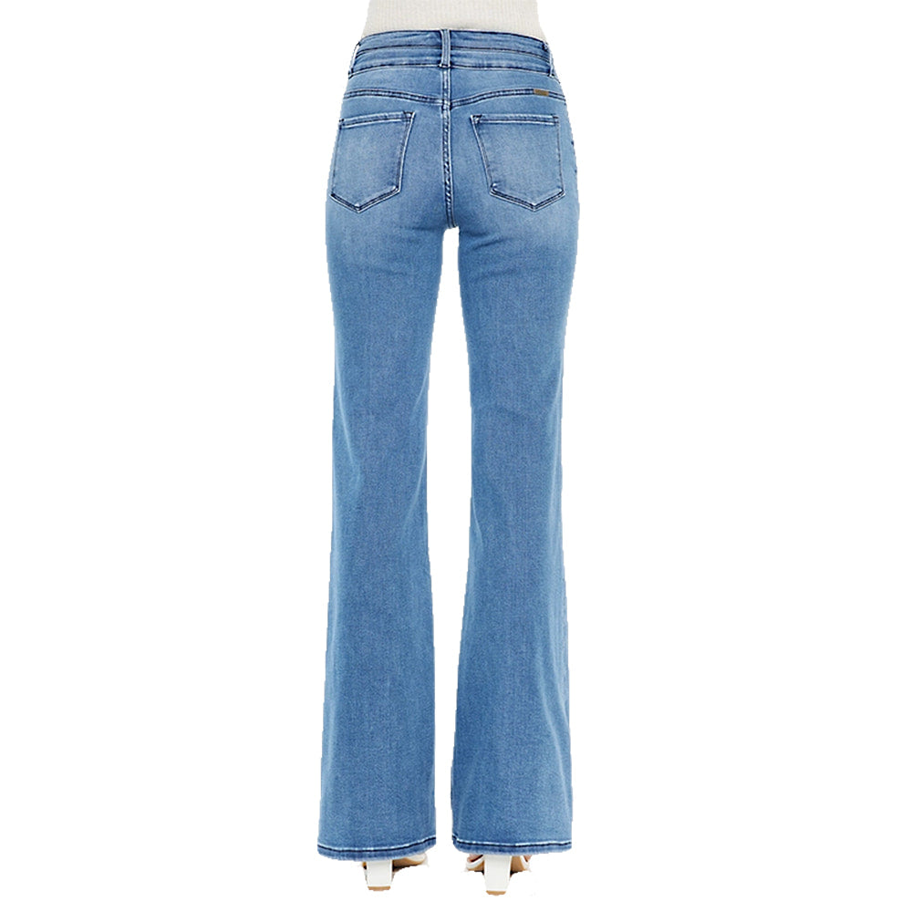 Kancan Apparel Kancan Onyx Ultra High Rise Medium Wash Wide Flare Leg Women's Jeans