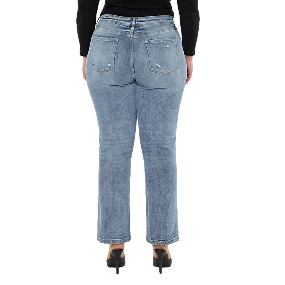 Kancan Apparel Kancan Tilda High Rise Slim Fit Straight Leg Medium Wash Women's Plus Size Jeans