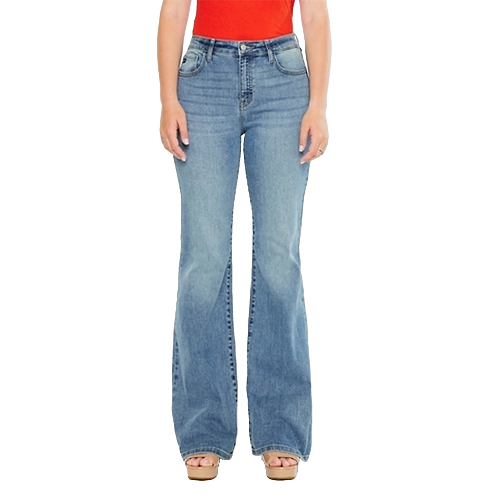 Kancan Apparel Kancan Women's High Rise Curvy Wide Flare Jean
