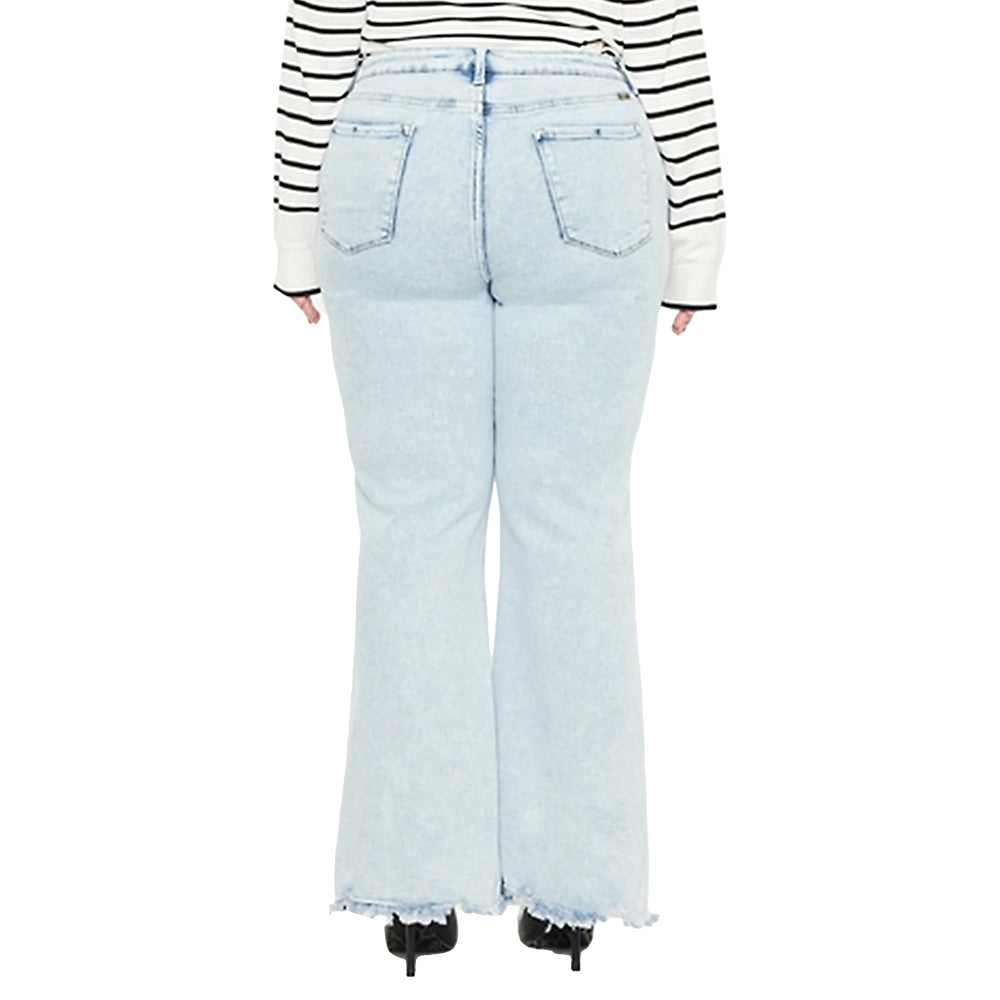 Kancan Apparel Kancan Women's Plus High Rise Wide Flare Jeans
