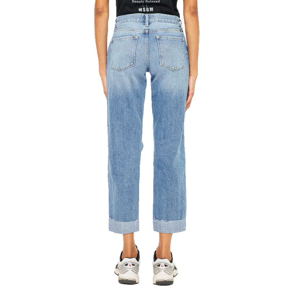 Kancan Apparel Kancan Womens Open Pack Mid Rise Boyfriend Fit Jean In Medium Wash