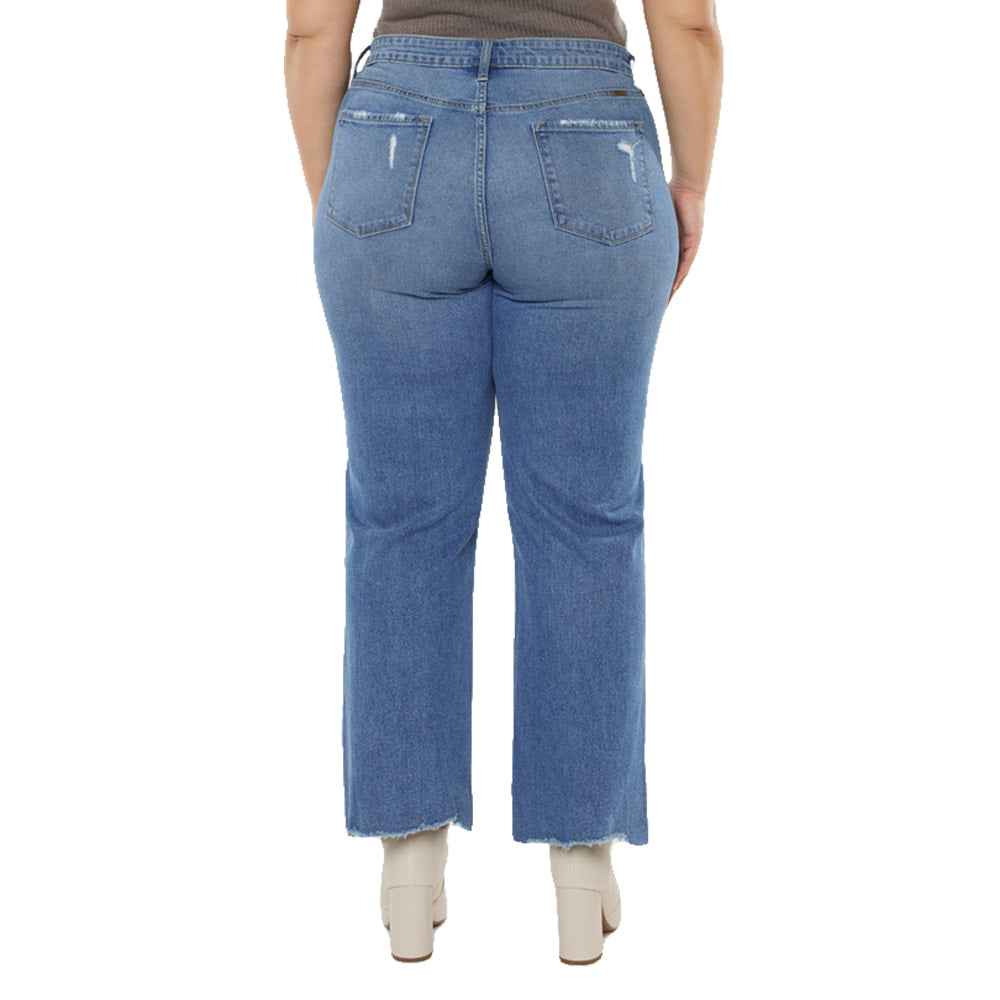 Kancan Apparel Kancan Womens Plus Size High Rise Slim Wide Leg Jean