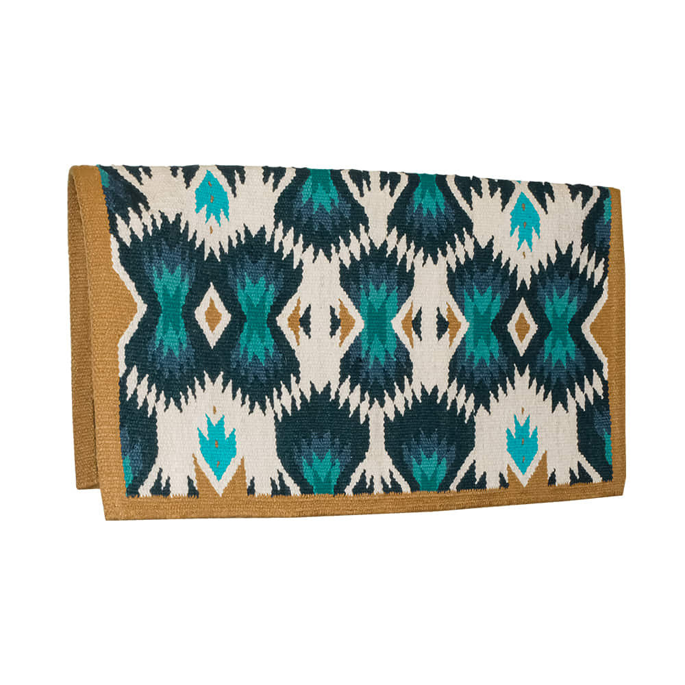 KD Saddle Blankets Tack KD Saddle Blankets Turquoise Caramel Wool Saddle Blanket 34x40