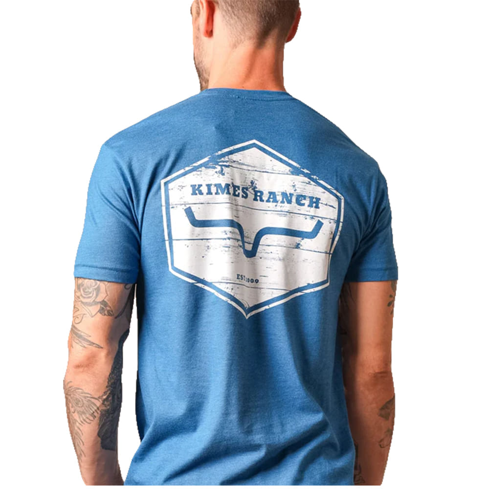 Kimes Ranch Apaprel Kimes Ranch Wooden Hex T-Shirt in Heather Cool Blue
