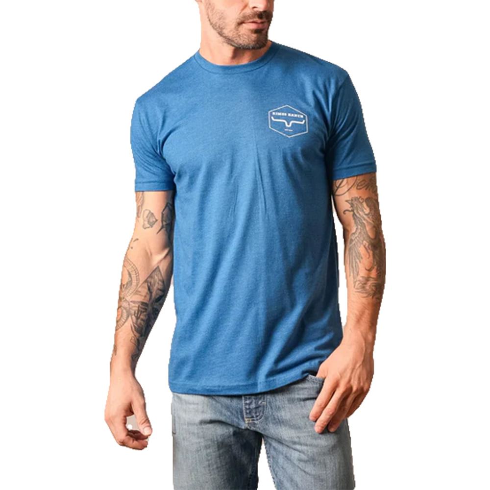 Kimes Ranch Apaprel Kimes Ranch Wooden Hex T-Shirt in Heather Cool Blue
