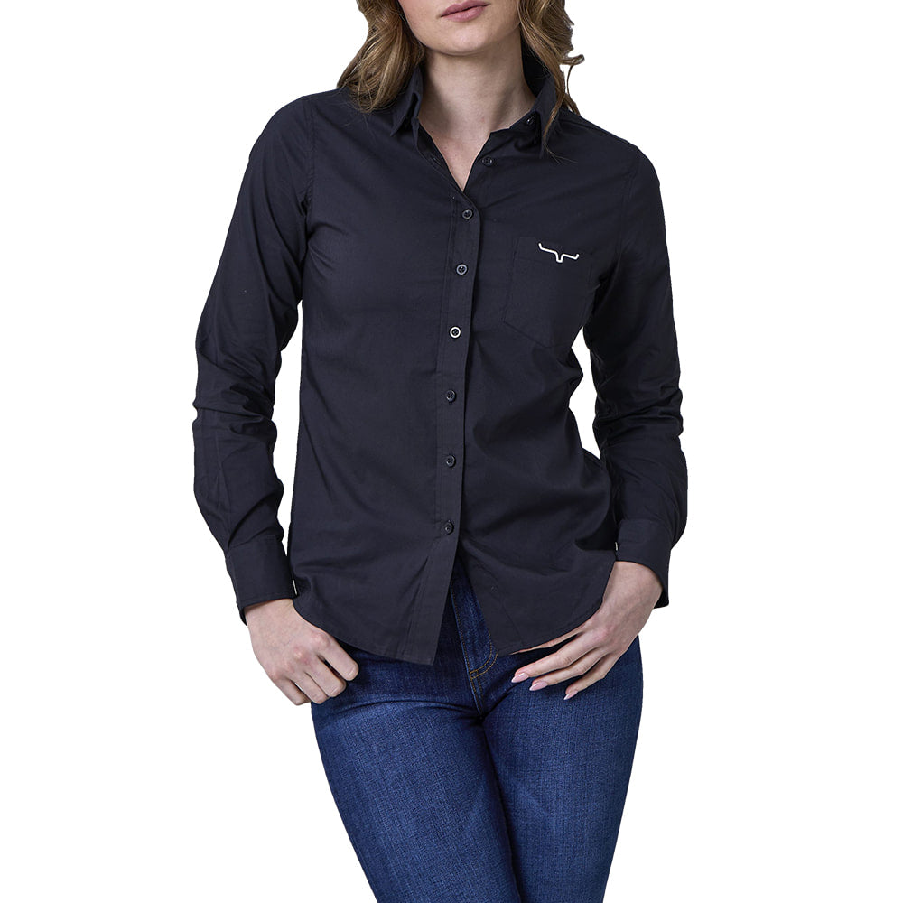 Kimes Ranch Apparel Kimes Ranch KR Team Black Long Sleeve Button-down Women's Shirt