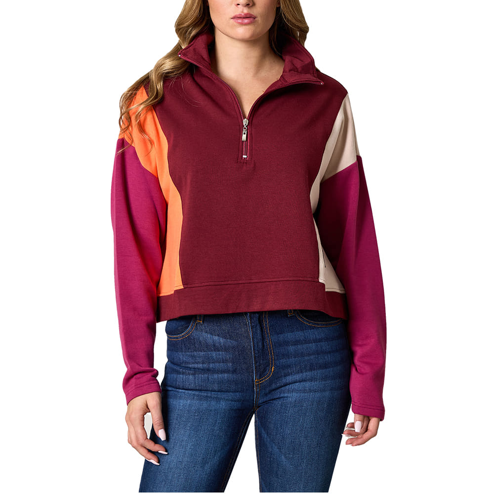 Kimes Ranch Apparel Kimes Ranch Maroon Cami Zip Neck Womens Cropped Pullover