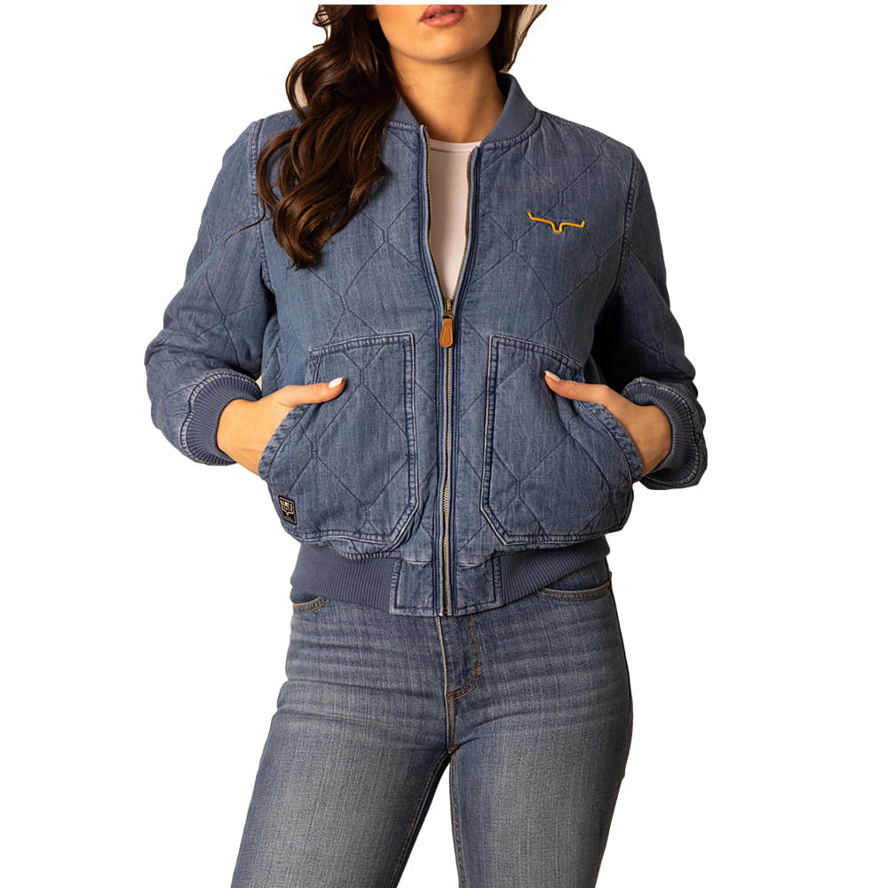 Kimes Ranch Apparel Kimes Ranch Women's Denim Marino Bomber Jacket in Light Indigo