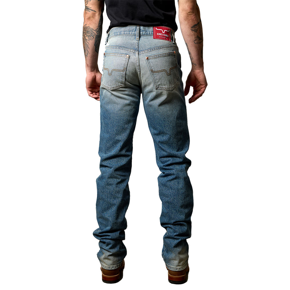 Kimes Ranch Apparel MENS LIGHT WASH MID RISE SLIM FIT BOOTCUT