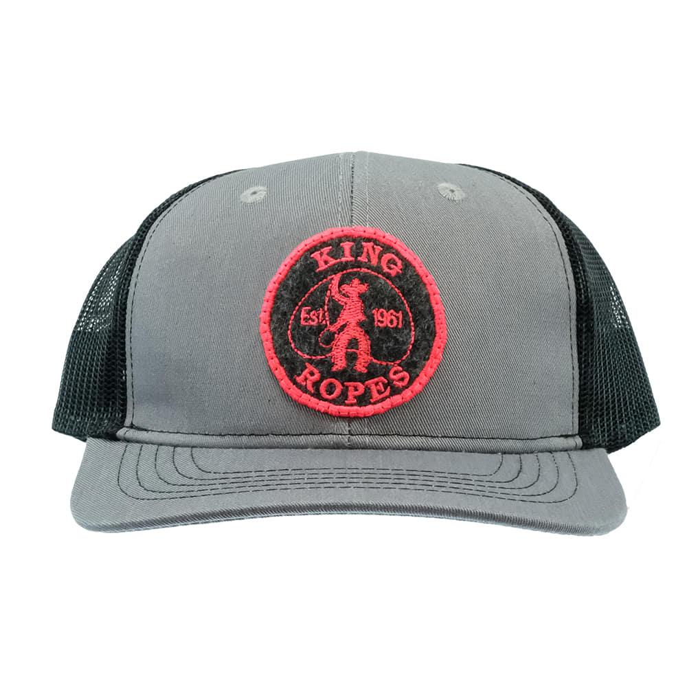 King's Saddlery Hats OSFA / CHARCOAL/BLACK King Ropes Charcoal Black With Neon Pink Logo Patch Cap