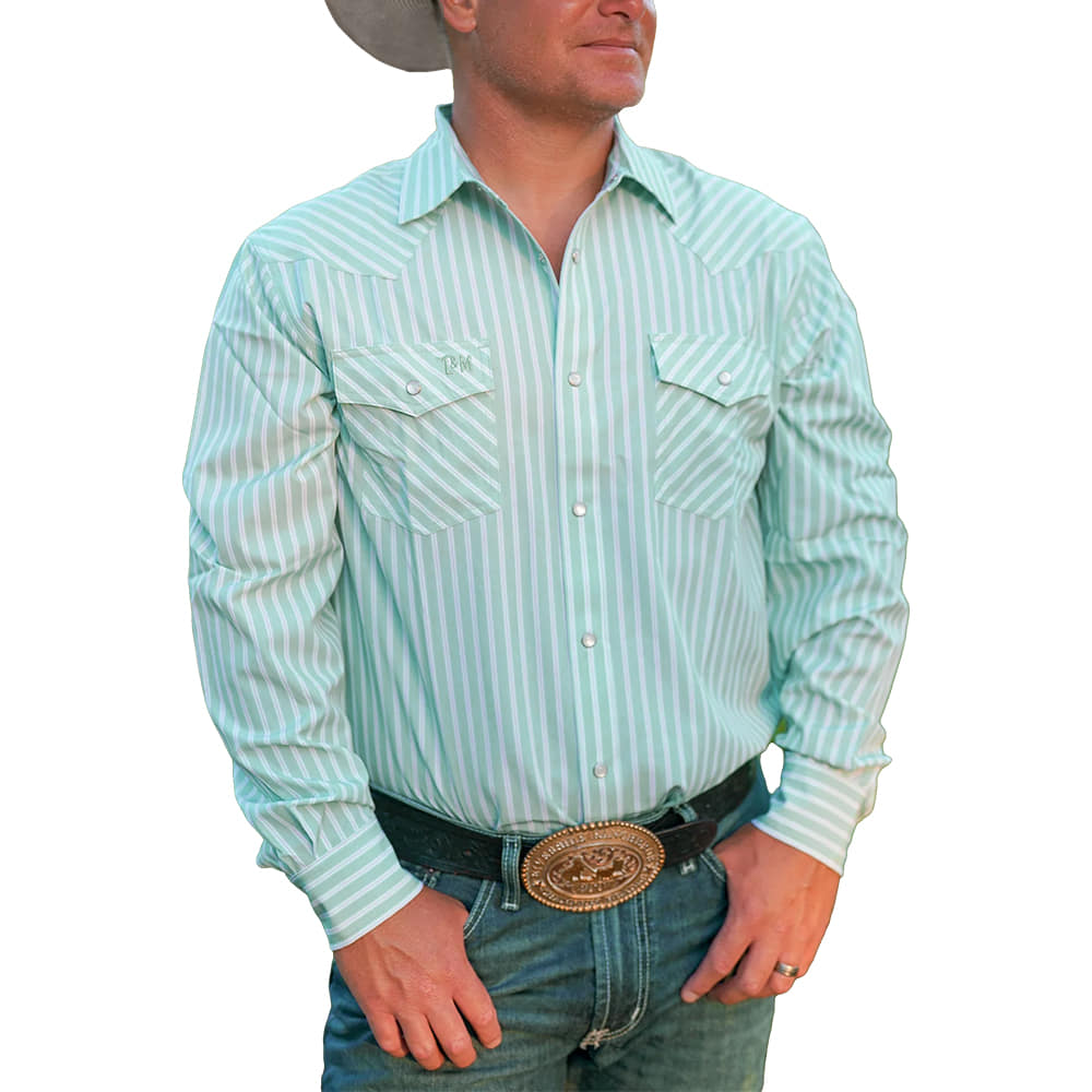 Legends and Mavericks Apparel CattlemanS CutWild Snap Stripe Performance Shirt
