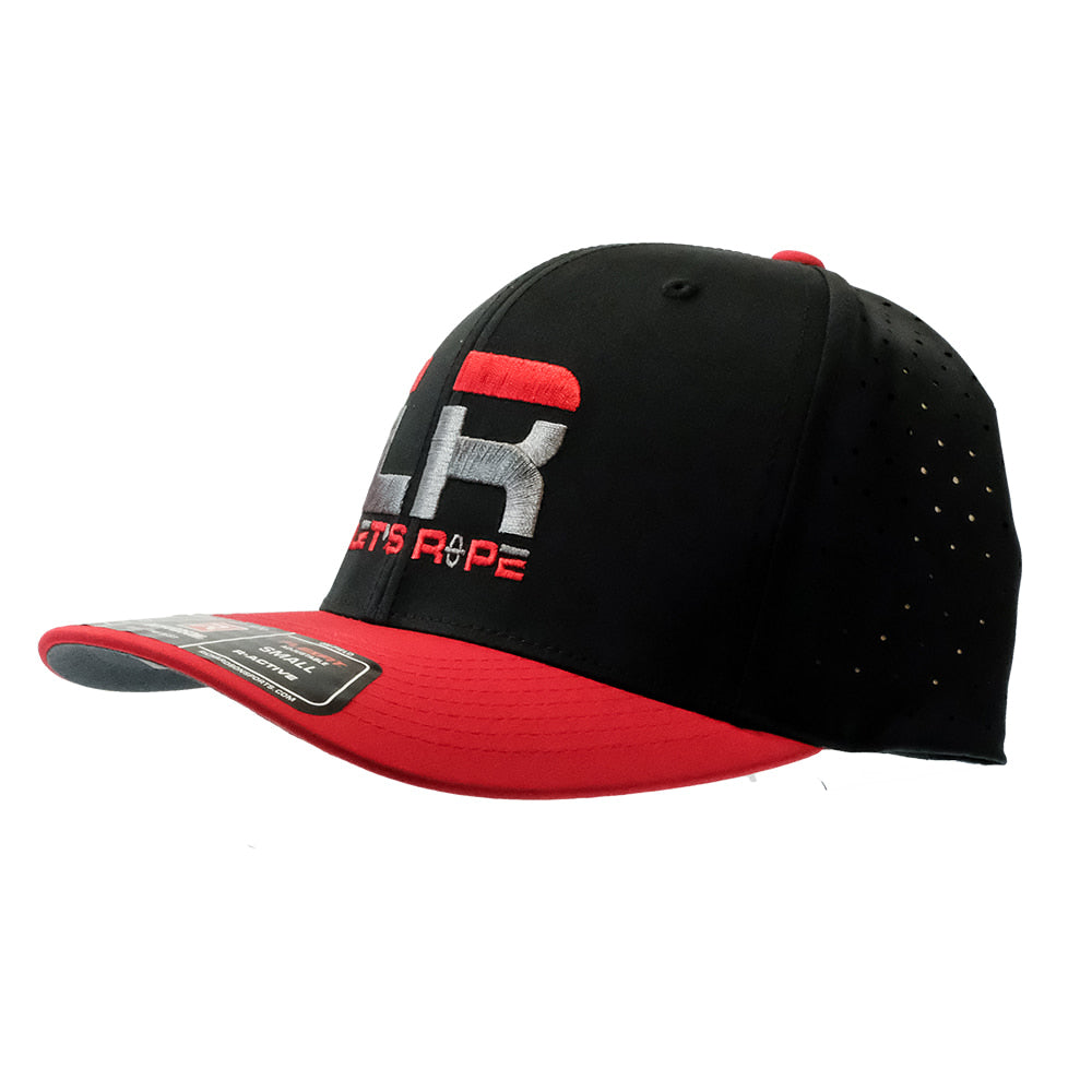 Let's Rope Hats Let's Rope 632 Cap in Black and Red and R-Flex with Let's Rope Logo