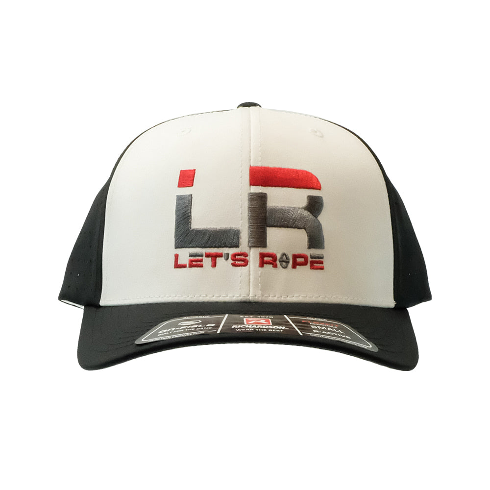 Let's Rope Hats Let's Rope 632 White and Black R-Flex with Let's Rope Logo Cap