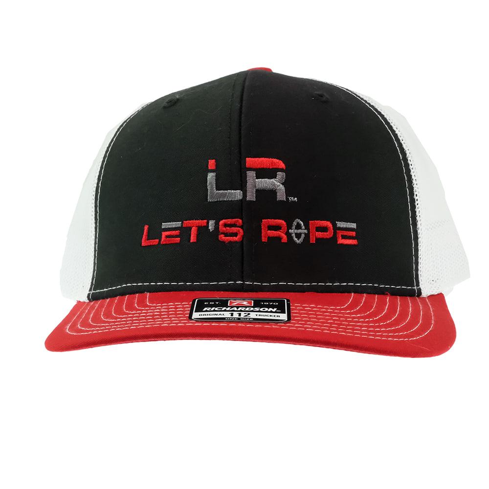 Let's Rope Hats OSFA / BLACK/WHITE/RED Let's Rope Black Red White Mesh Back Cap