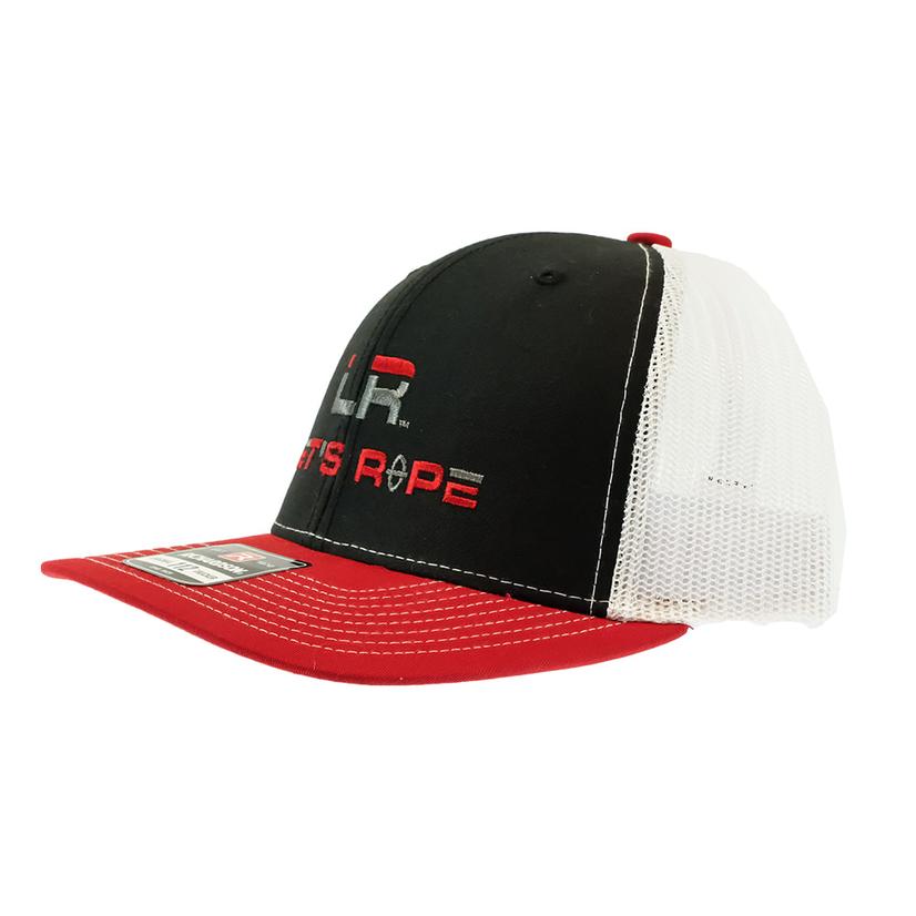 Let's Rope Hats OSFA / BLACK/WHITE/RED Let's Rope Black Red White Mesh Back Cap