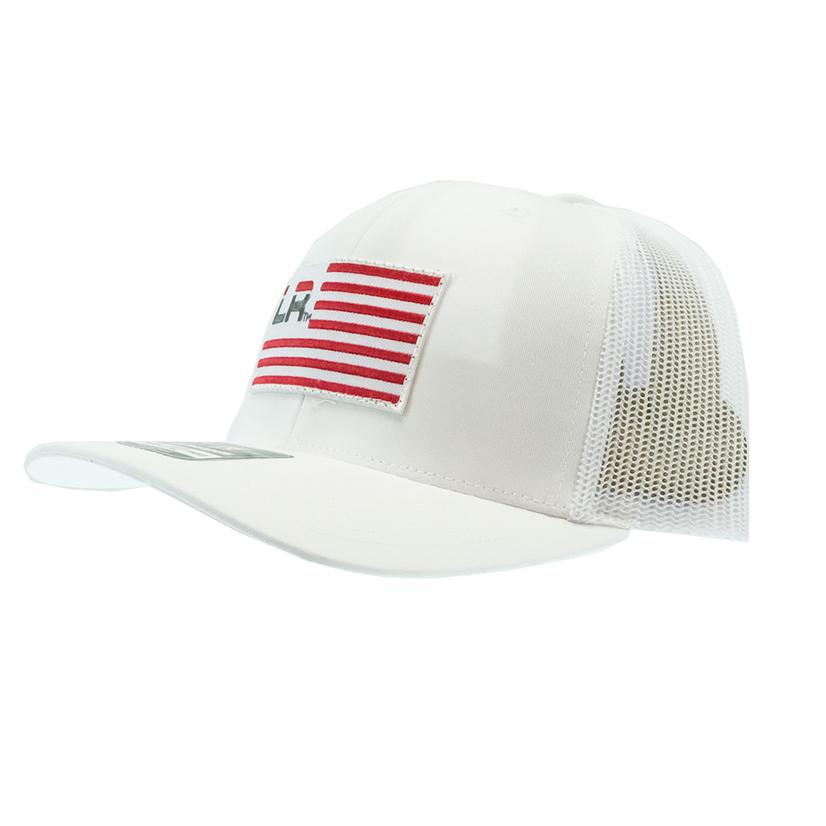 Let's Rope Hats OSFA / WHITE Let's Rope Flag Patch White Mesh Back Cap