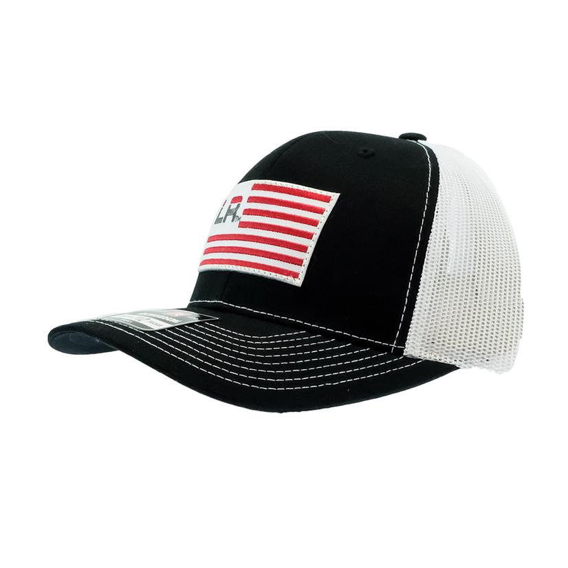 Let's Rope Hats YOUTH / BLACK/WHITE Let's Rope Flag Patch Black with White Mesh Back Youth Cap