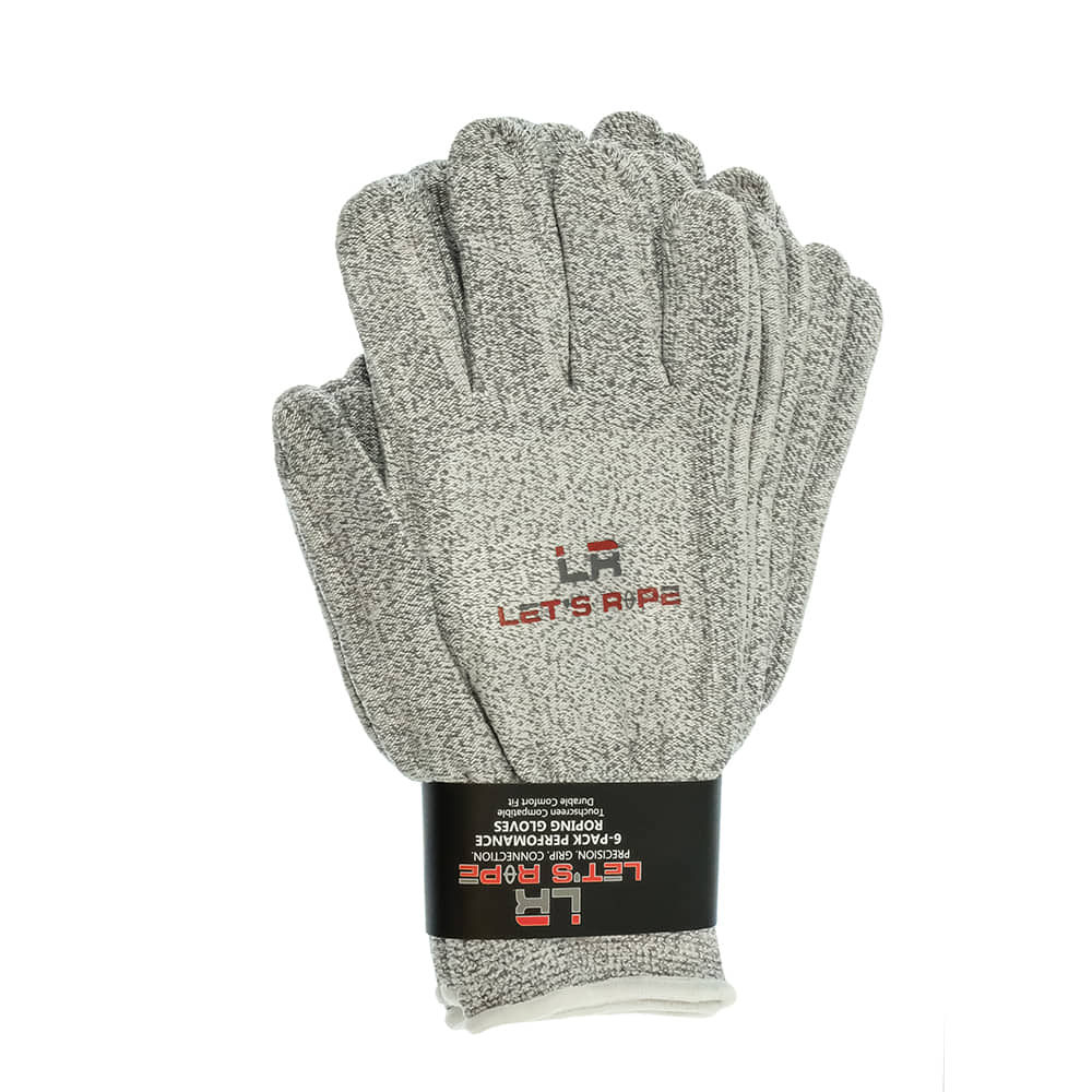 Let's Rope Ropes Grey / XL Touch Screen Roping Gloves 6Pk