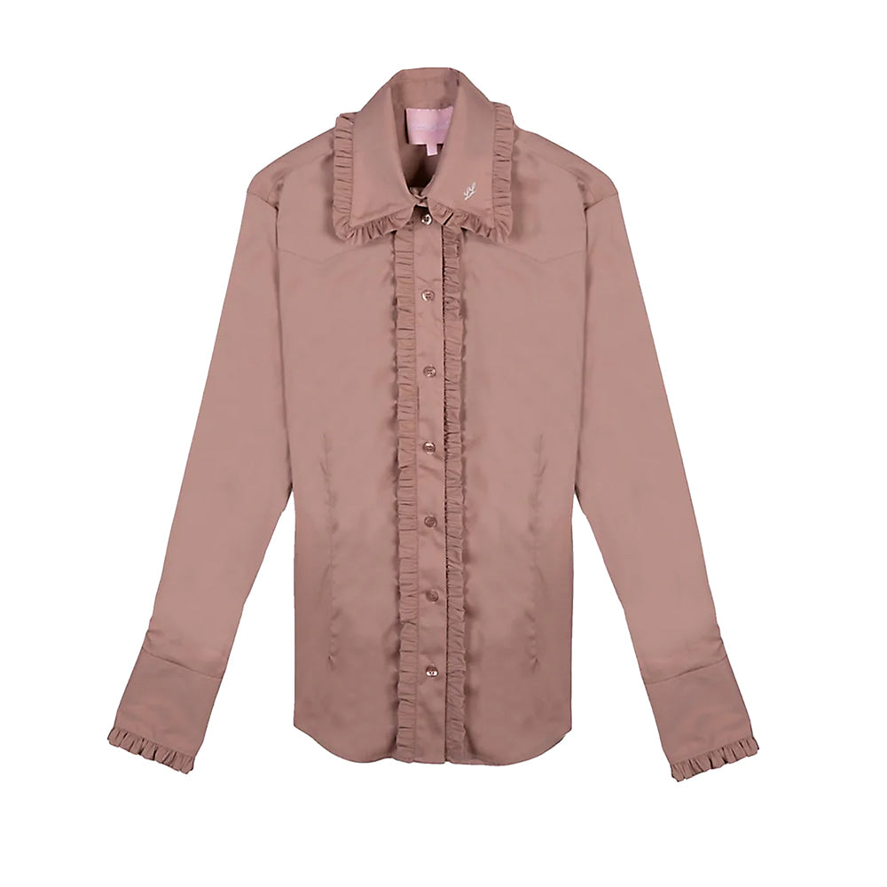 Little Lucille Apparel Little Lucille Dusty Rose Frill Signature Fit Shirt