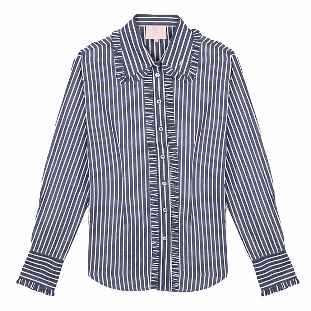 Little Lucille Apparel Little Lucille Ivy Pinstripe Frill Signature Fit Shirt