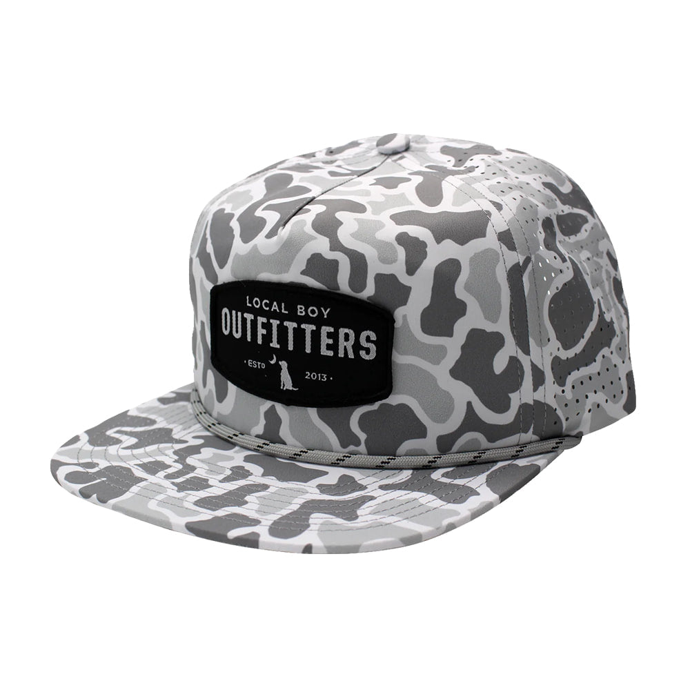Local Boy Outfitters Hats Local Boy Outfitters White Localflage Woven Patch Perforated Flat Brim Cap