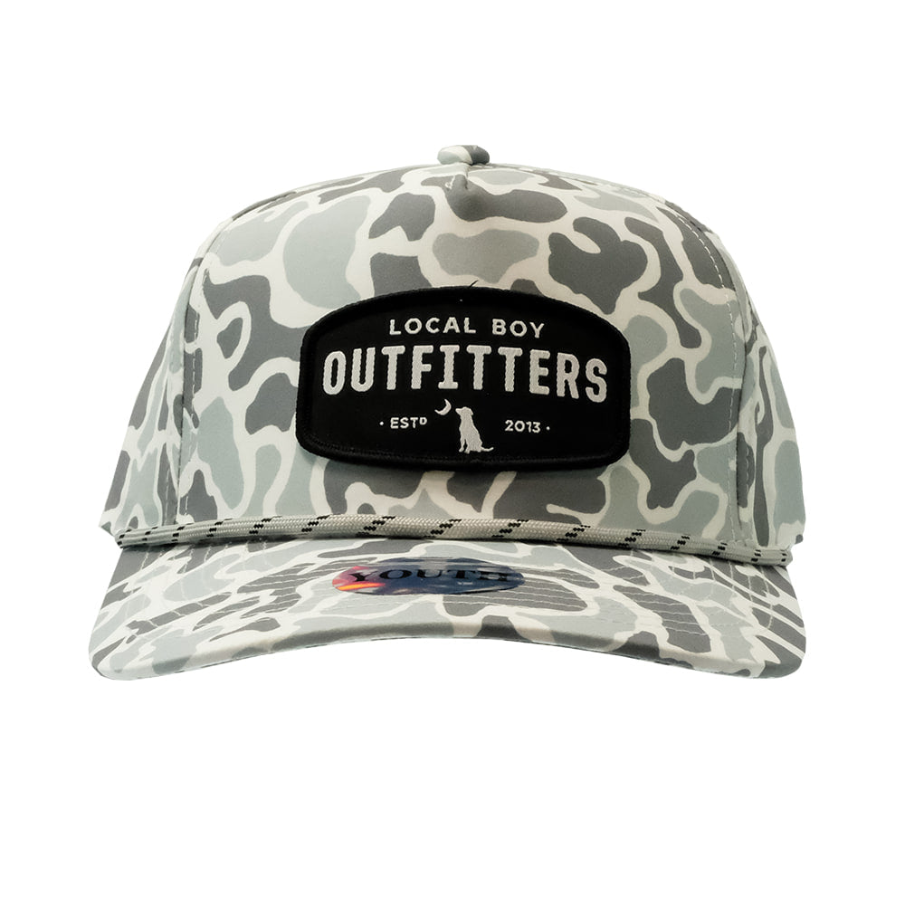 Local Boy Outfitters Hats Local Boy Outfitters Youth White Localflage Woven Rope Patch High Crown Cap