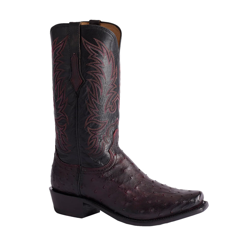 Lucchese, Inc Footwear Lucchese Men's Black Cherry Elgin Full Quill Ostrich Boots