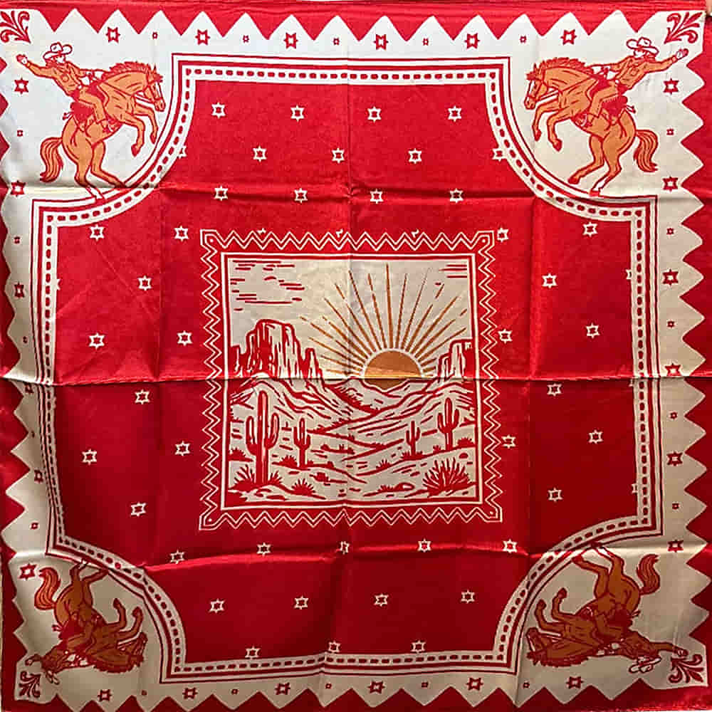 Lucky & Blessed Apparel Red Cattle Brand Horse Desert Double Sided Printed Wild Rag