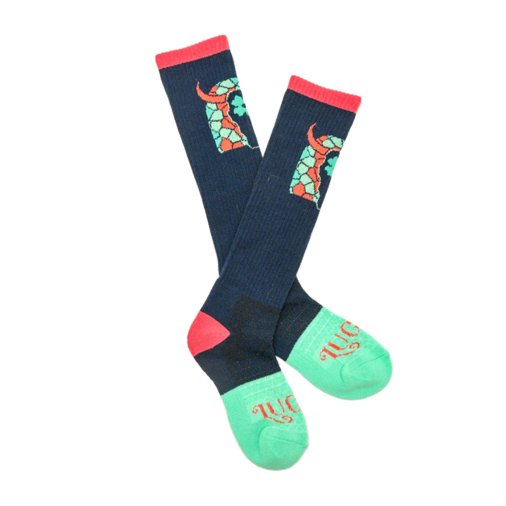 Lucky Chuck Apparel Navy Lucky Chuck Clover Steer Head Performance Socks