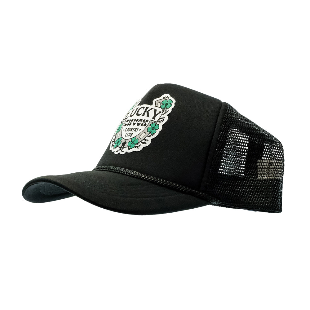 Lucky Chuck Hats Lucky Chuck Country Club Patch Foam Black Trucker Cap