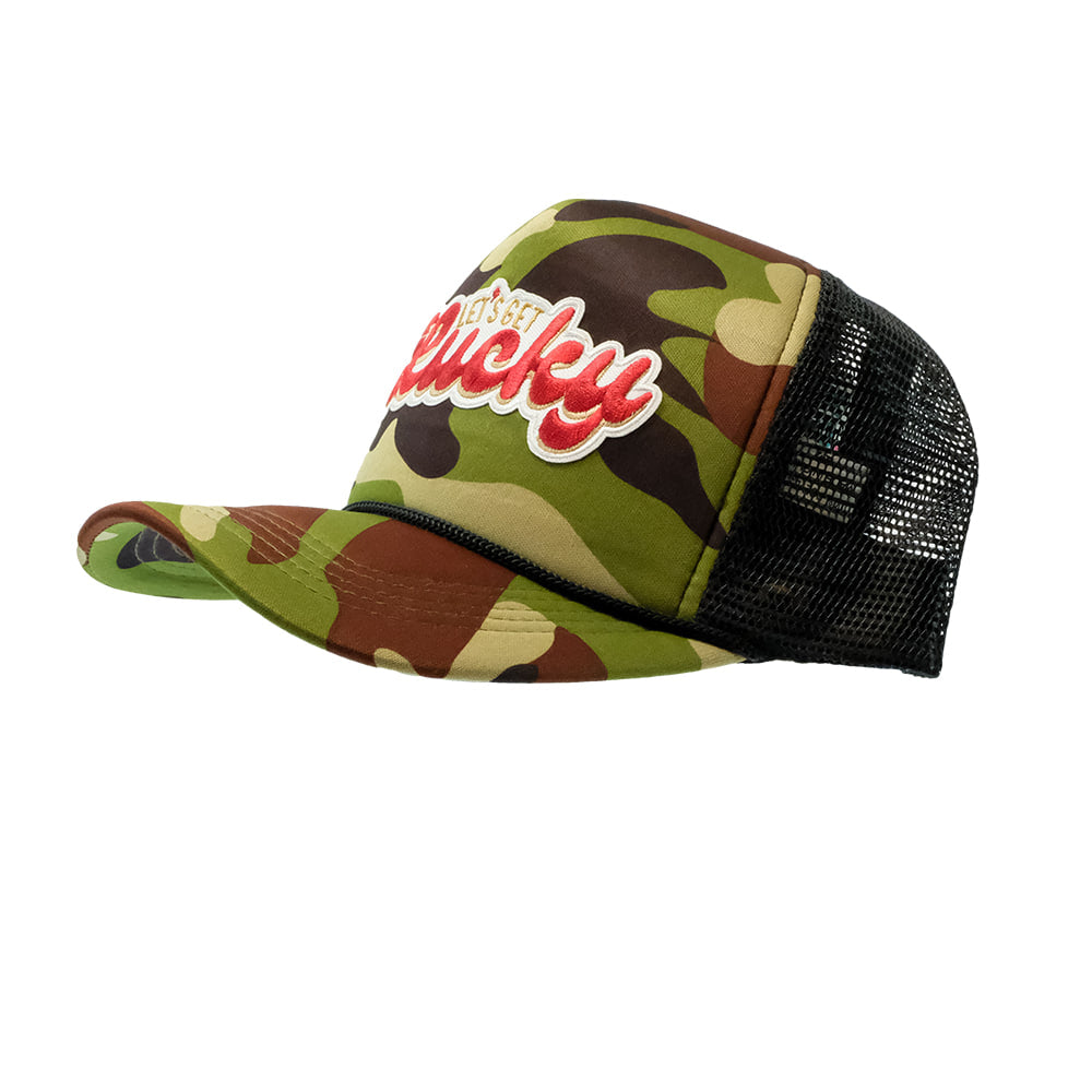 Lucky Chuck Hats Lucky Chuck Let's Get Lucky Patch Foamie Camo Trucker Cap
