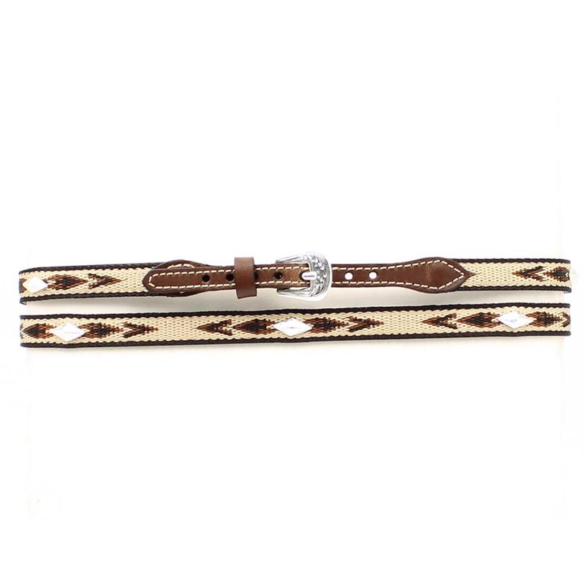 M & F Western Hats Brown Brown Leather Ribbon Diamond Shaped Conchos Hatband