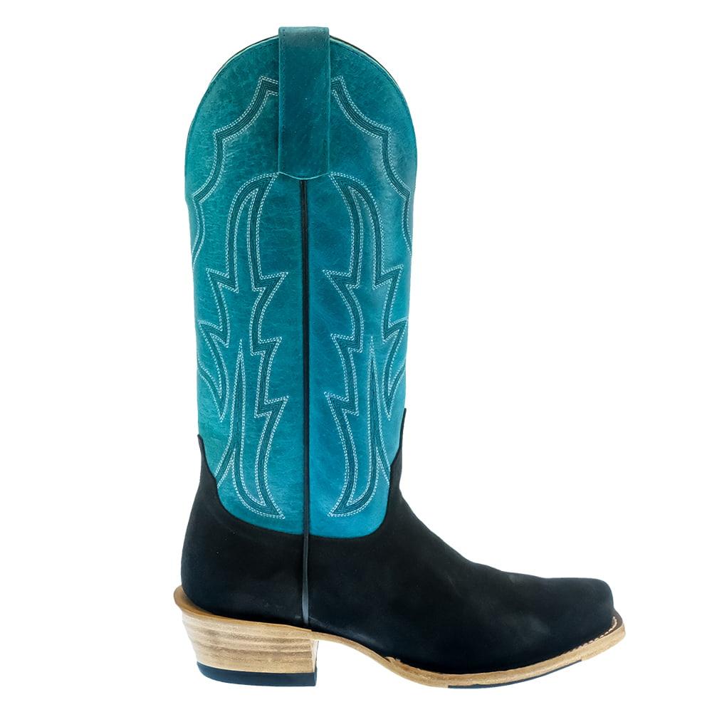 Macie Bean Footwear Macie Bean Top Hand Black Suede and Turquoise Top Women's Boots