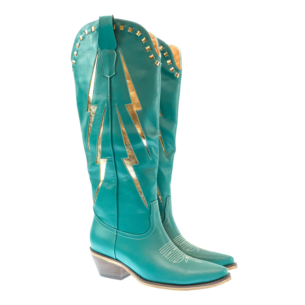 Marfa Boots Co Footwear Marfa Boot Co Women's Lainey Lightning Bolt Turquoise Fashion Boots