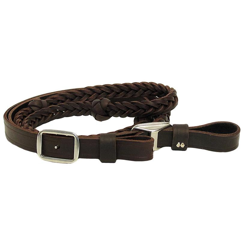 Martin Saddlery 7' Martin 5 Plait Latigo Leather Barrel Reins with Knots 7/8"