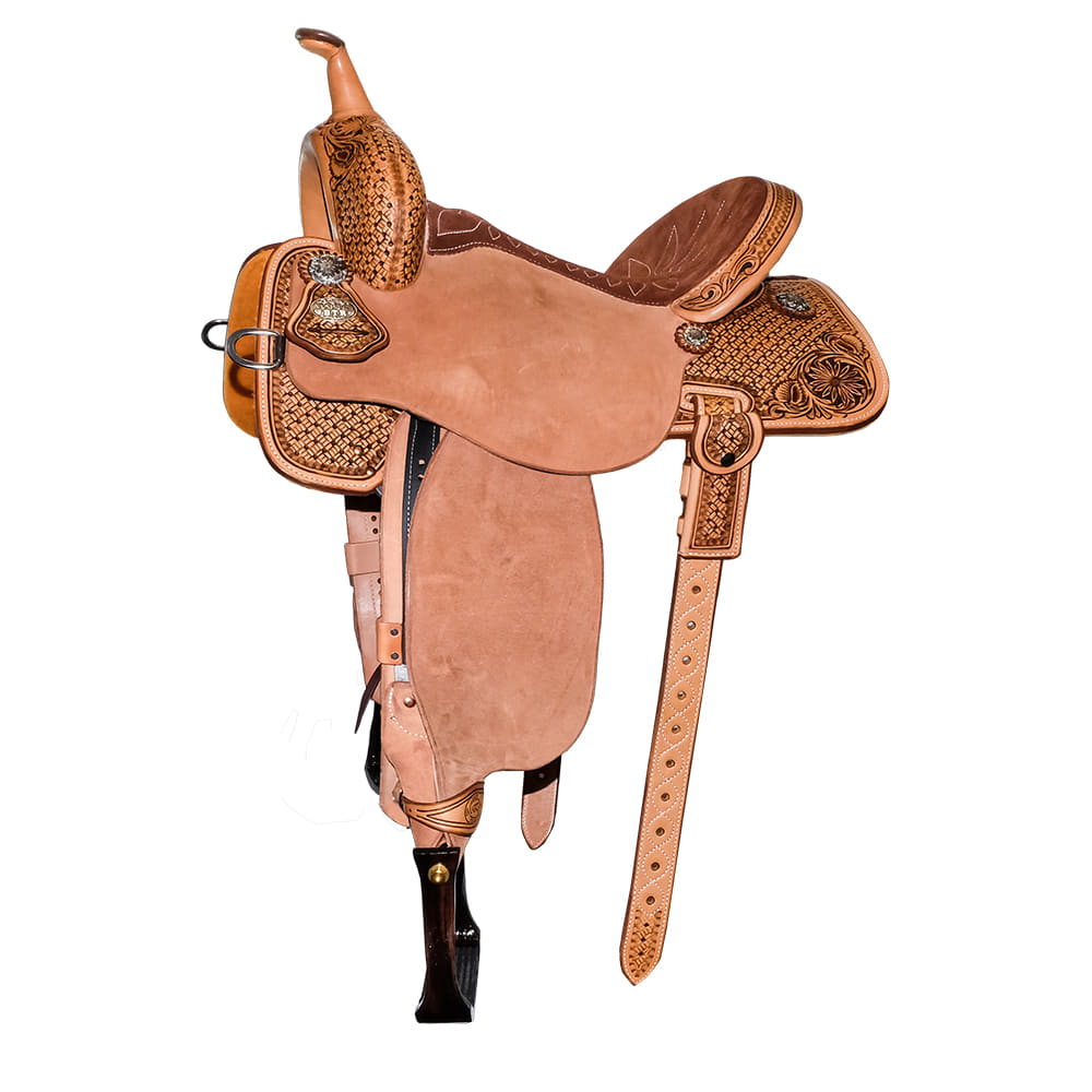 Martin Saddlery Saddles 14.5" Martin Saddlery 66 BTR Natural 14.5" Half Sunflower and Martin Basket Barrel Saddle