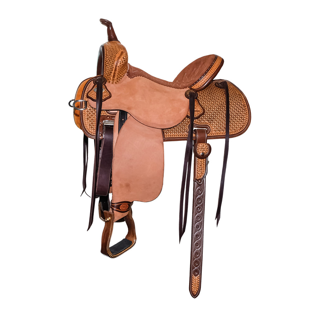 Martin Saddlery Saddles 14.5" Martin Saddlery 71 Stingray 14.5" Half Natural Half Waffle Tool Barrel Saddle