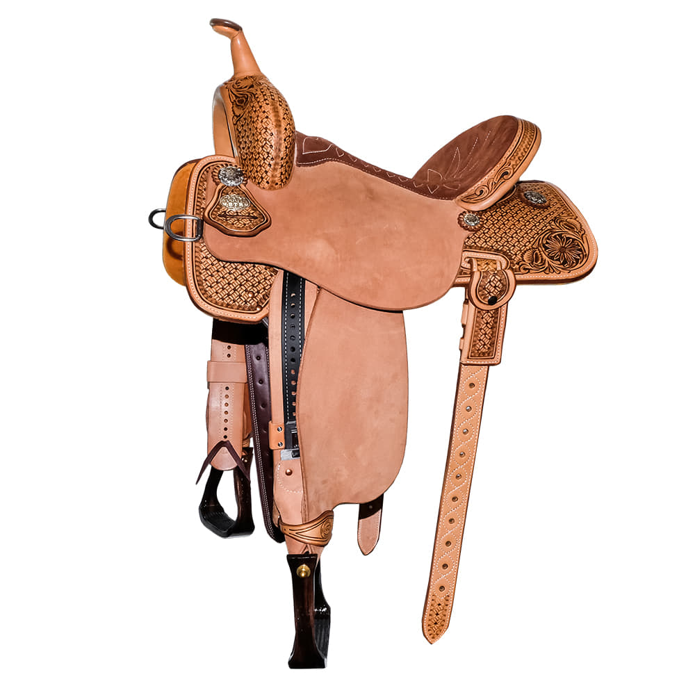 Martin Saddlery Saddles Martin Saddlery 66 BTR Natural 14.5" Half Sunflower and Martin Basket Barrel Saddle