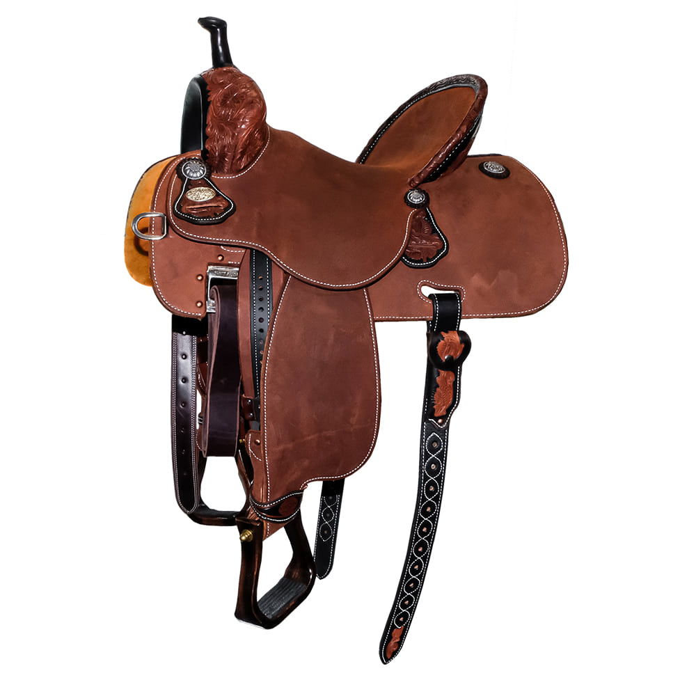 Martin Saddlery Saddles Martin Saddlery 71 Stingray 14" Chestnut Eighth Sunflower Tool Barrel Saddle