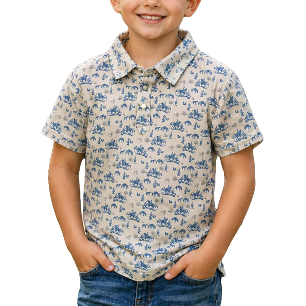 Montana Co. Clothing Apparel Boys Western Print Polo