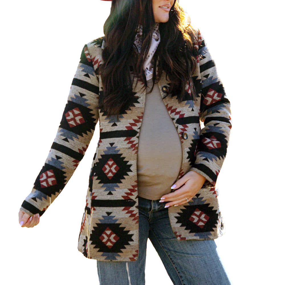 Montana Co. Clothing Apparel Womens Aztec Long Blanket Coat