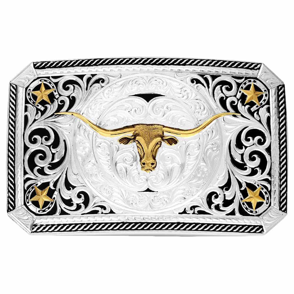 Montana Silversmiths Apparel Montana Silversmiths Rectangle Longhorn Buckle