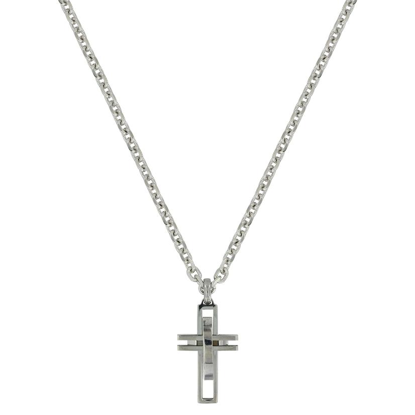 Montana Silversmiths Jewelry 22 Inch / Silver Montana Silversmith Stainless Steel Modern Cross Necklace