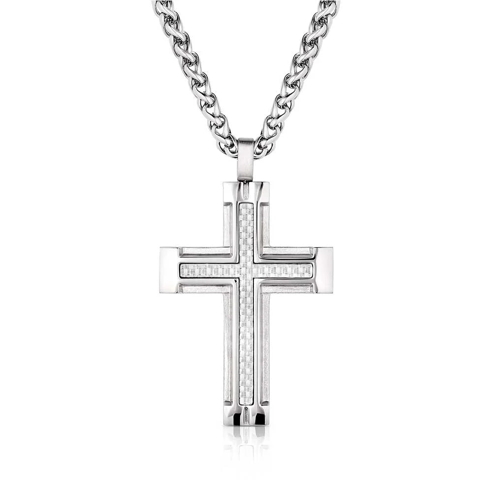 Montana Silversmiths Jewelry 24 Inch Montana Silversmiths Hero's Belief Silver Cross Men's Necklace
