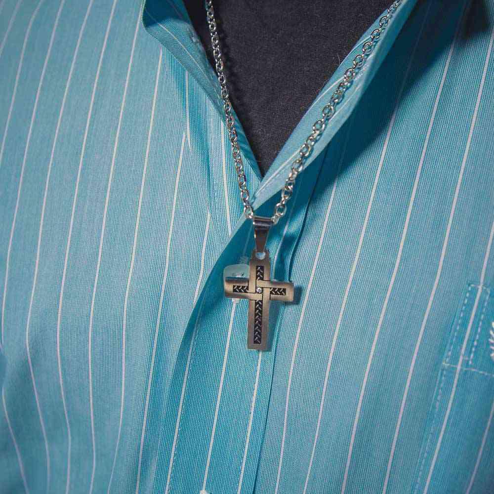 Montana Silversmiths Jewelry 24 Inch / Silver Montana Silversmiths Silver Intertwined with Faith Cross Men's Necklace