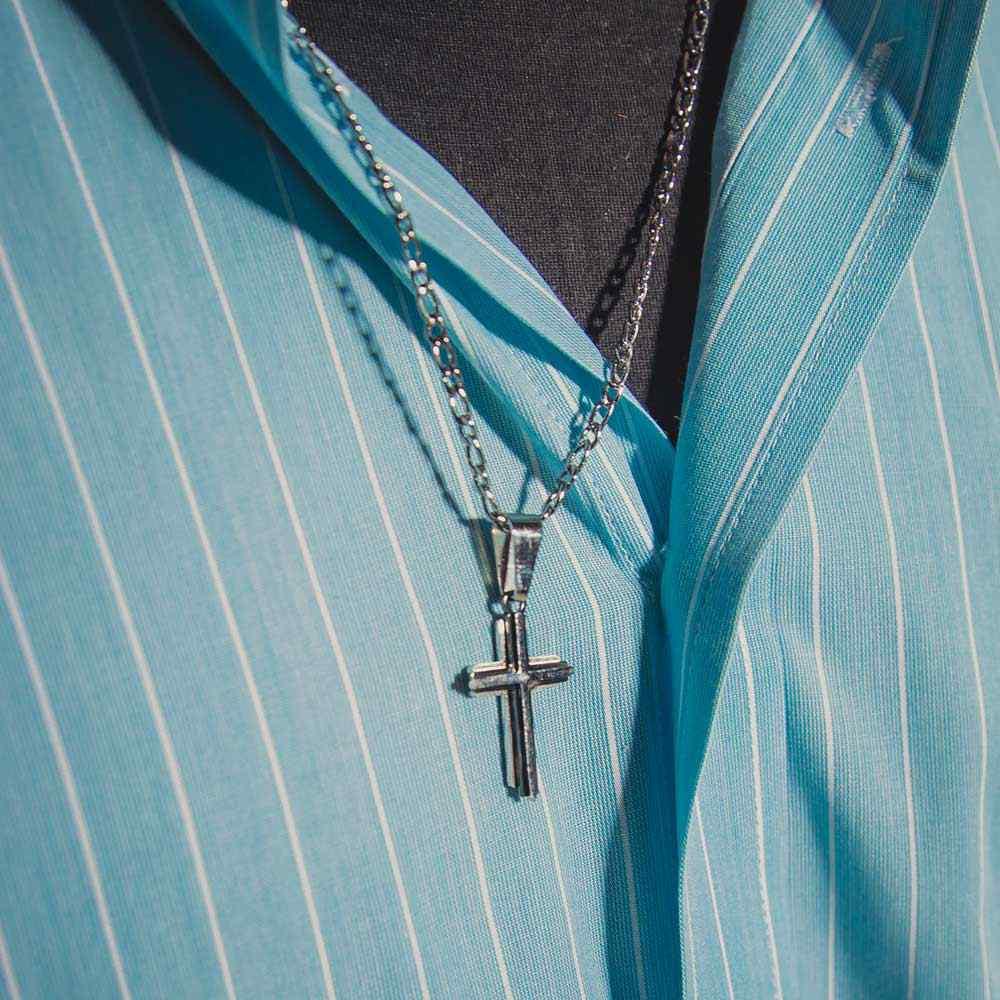 Montana Silversmiths Jewelry 24 Inch / Silver Montana Silversmiths Silver Strength of Faith Cross Men's Necklace