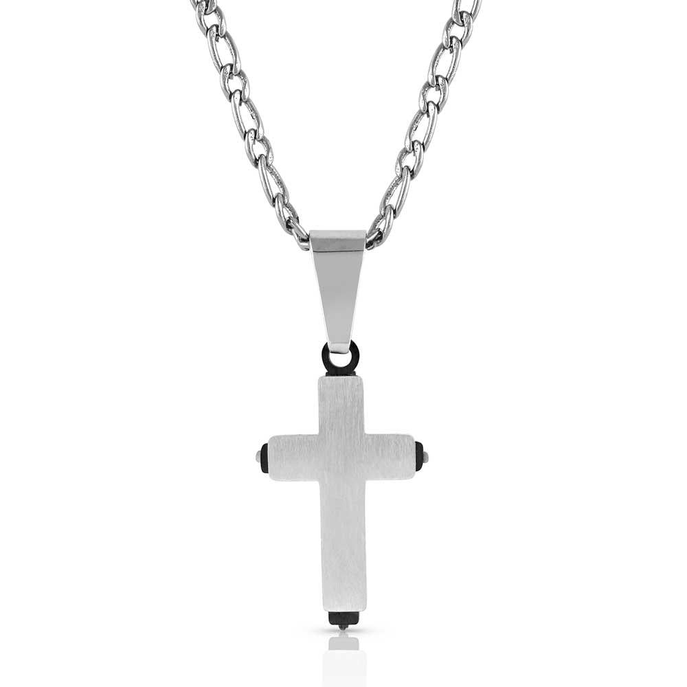 Montana Silversmiths Jewelry 24 Inch / Silver Montana Silversmiths Silver Strength of Faith Cross Men's Necklace